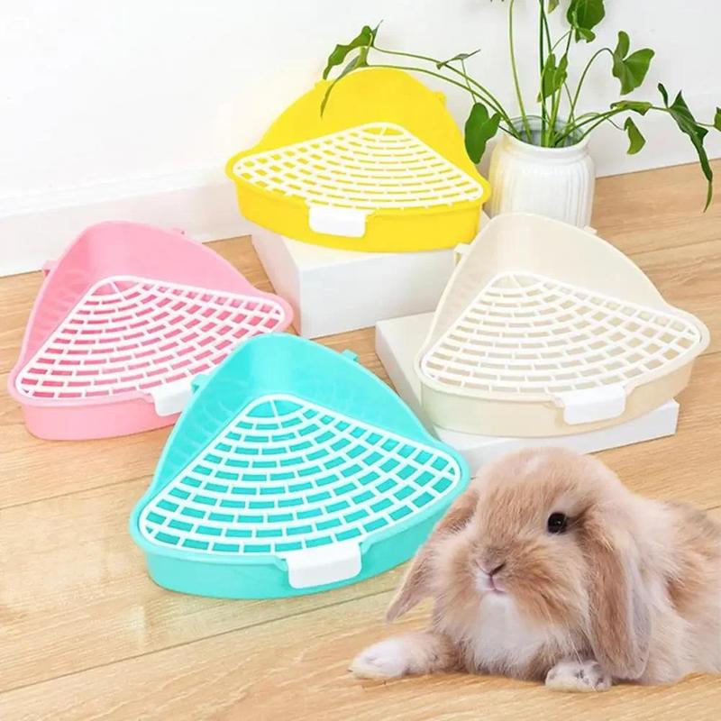 Image showcasing Triangular Toilet Hamster Litter Box Pet Toilet Box for Rabbits ...