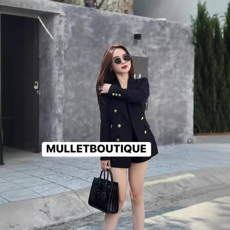 Áo Vest Nữ Áo Blazer Dáng Suông KHÔNG KÈM CÀI ÁO Chất Cát Hàn Cho Nữ CÓ Đệm Vai Khoác Ngoài 2 Lớp Dài Tay austria Women Top Jacket cúc đồng M275 F-14.1