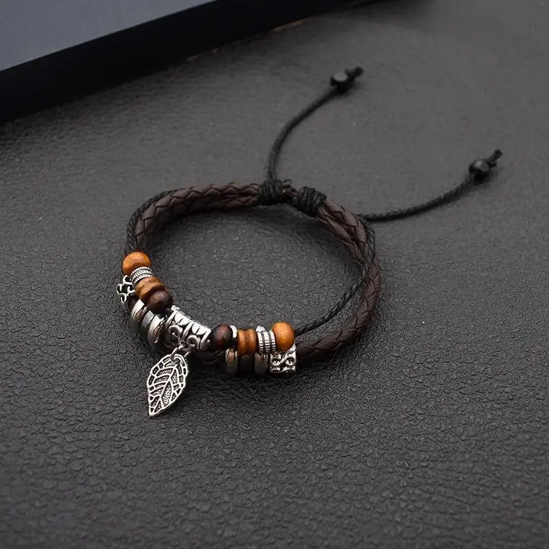 Men's Personalized Multi layered Handwoven Leather Bracelet Simple Student Couple Handmade Jewelry coachella wristbands