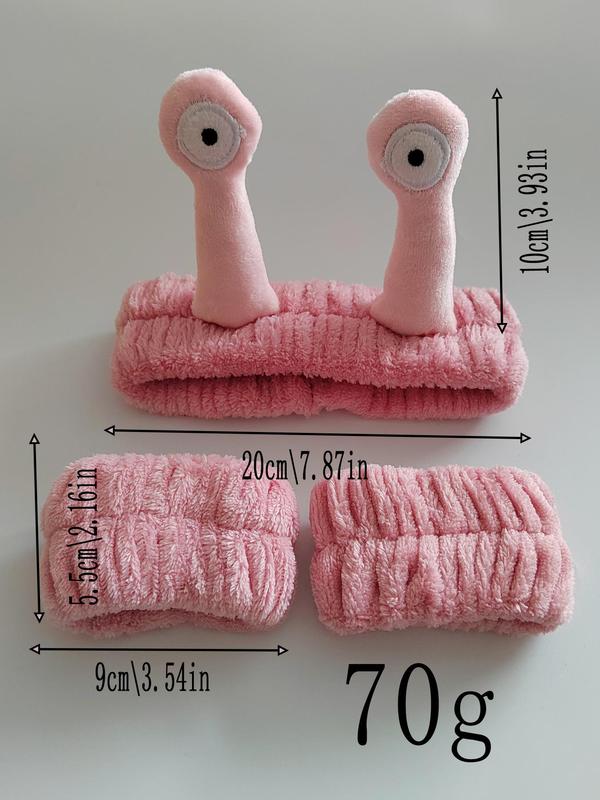 Cute Snail Tendons Hair Band & Wristband Set, for Face Wash/ Makeup, Hair Accessories for Women & Girls 1