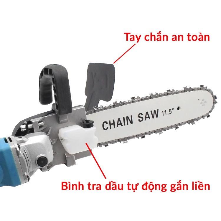 Bộ chuyển đổi cưa xích gắn máy mài cầm tay tra dầu tự động - Lưỡi cưa xích, bộ lam xích