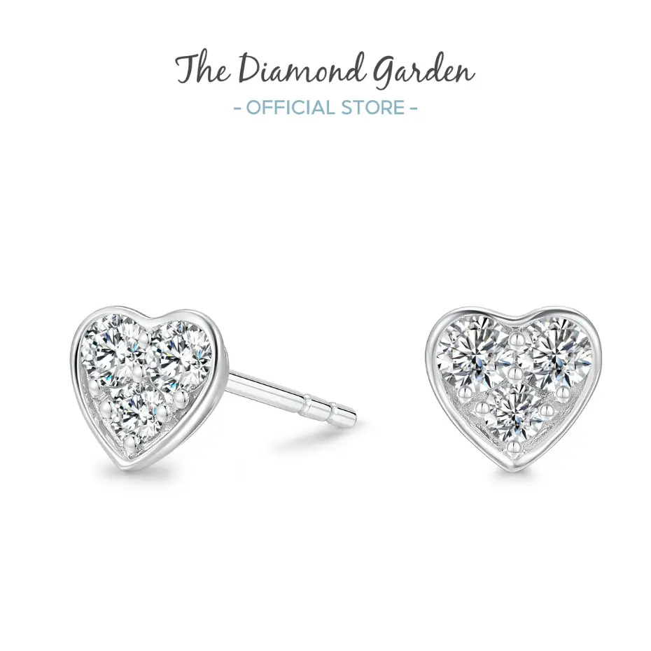 TDG 10K Gold Lab Grown Heart-Shaped Diamond Stud Earring
