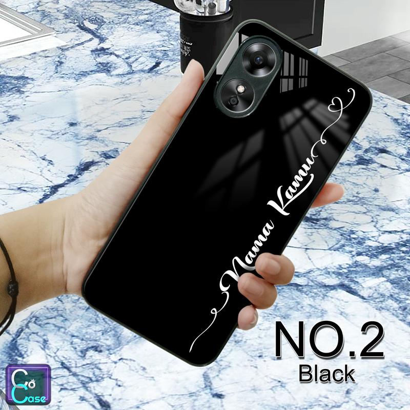 Softcase Kaca Custom Nama Bebas For All Type O*po V*vo S*msung X*aomi i*finix R*alme ip Case Custom Nama untuk Semua Tipe Hp casing glossy Smartphone Hardcase 2