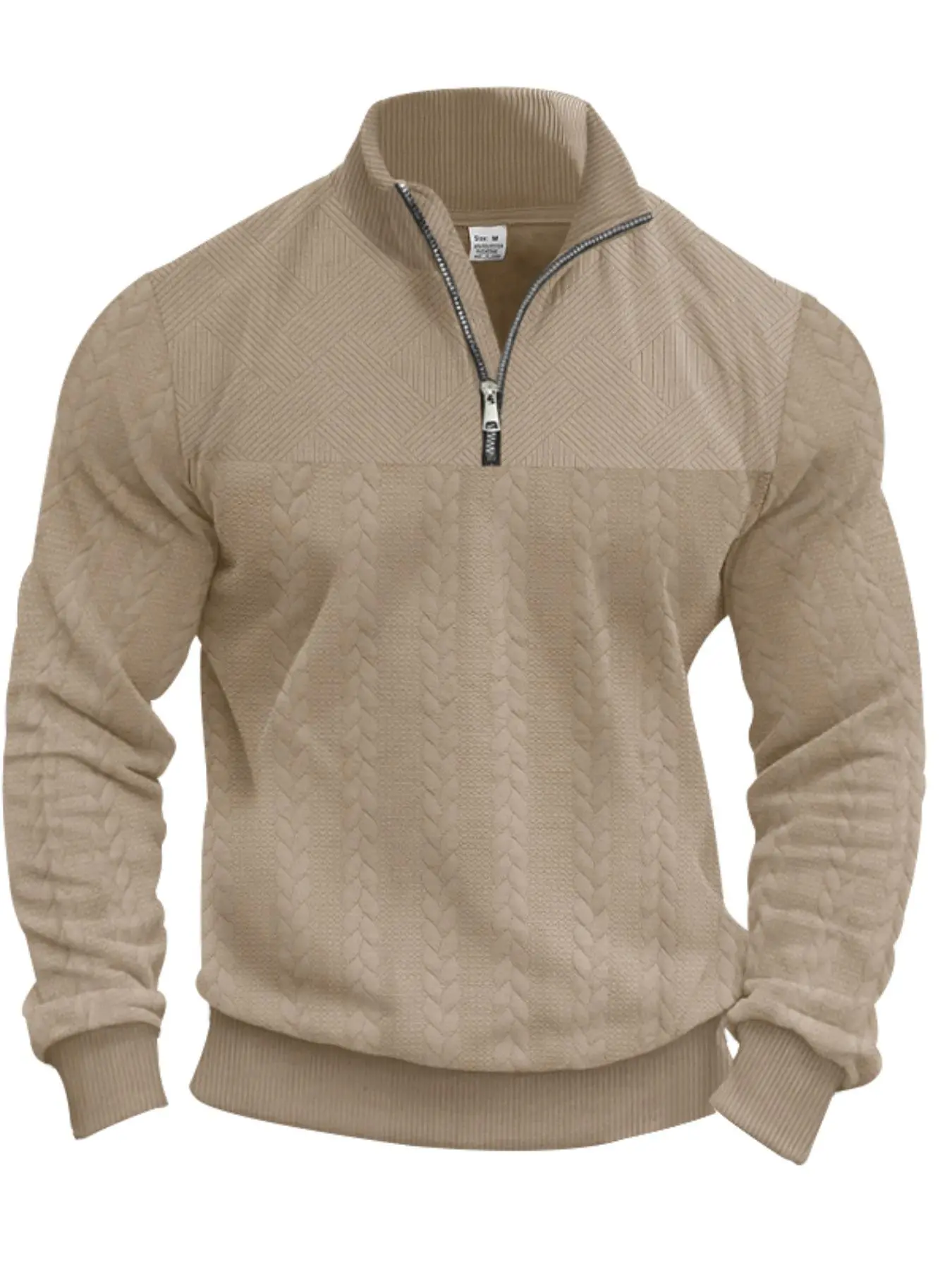 Men's Solid Zip Up Drop Shoulder Sweatshirt, Loose Casual Long Sleeve Stand Collar Pullover for Fall & Winter, Men's Clothes for Daily Wear, Mens Clothing