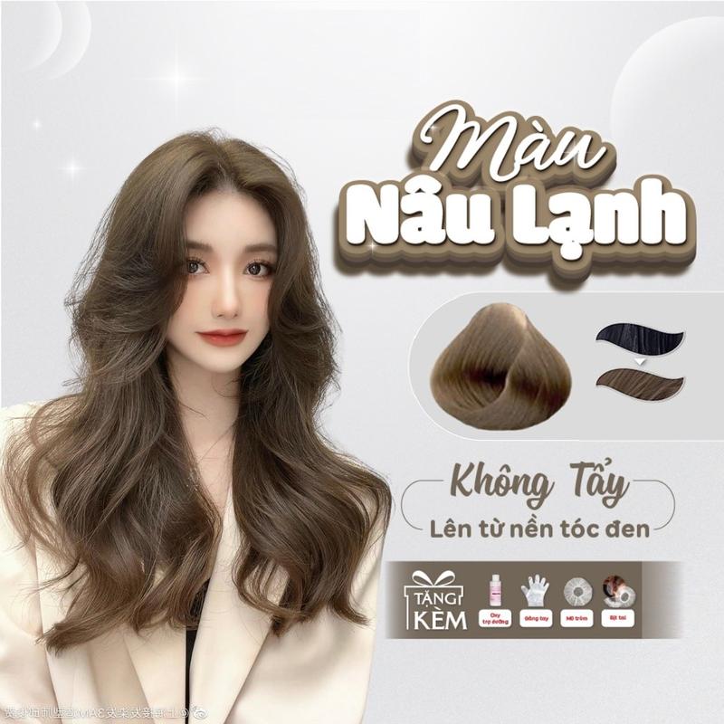 Thuốc nhuộm tóc màu nâu lạnh - Không cần tẩy lên từ nền tóc đen tự nhiên Nữ