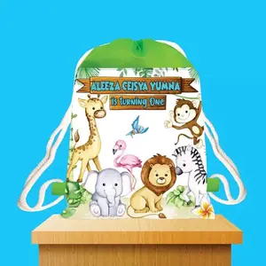 Tas Ultah Animals Serut Backpack Free Desain isi 5 pcs