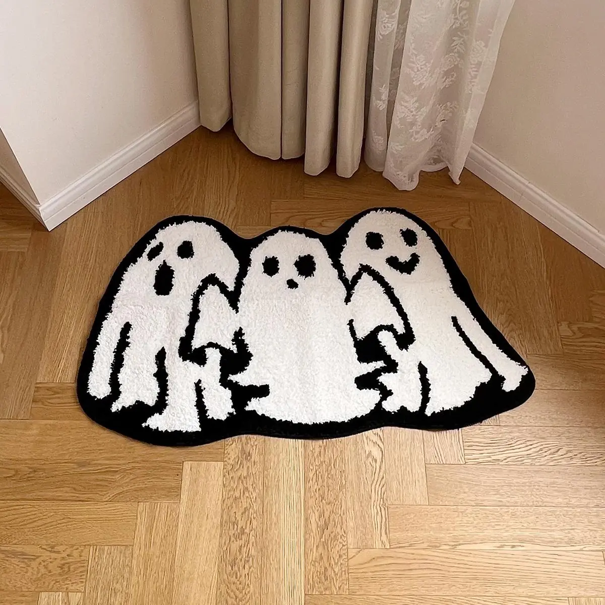 Ghost Pattern Carpet, 1 Count Cute Creative Soft Comfortable Non-slip Floor Mat, Decorative Carpet for Home Living Room Bedroom