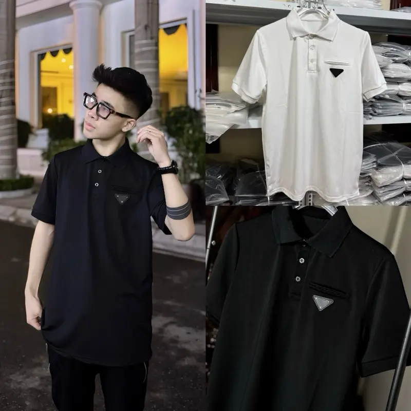 Polo prd Chất vải gai cotton hoạ tiết thêu kim loại(namveshop)