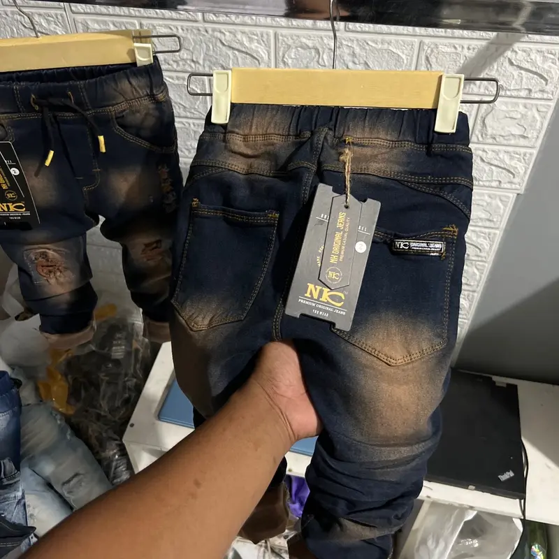 Celana Jeans Anak Panjang Sobek Lutut Coklat 1-12th Bunda Biru 2
