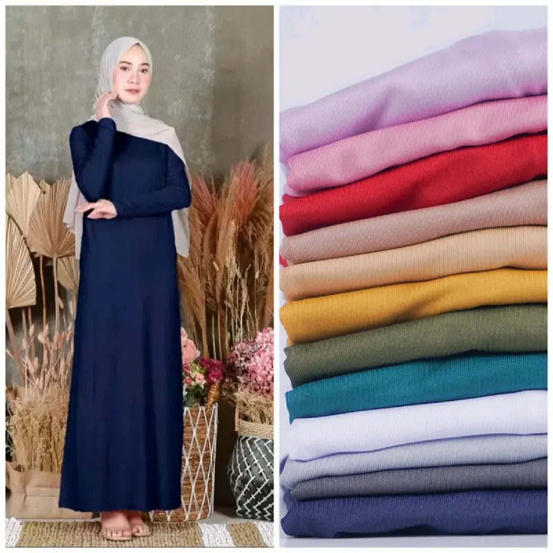 INNER DRESS MANSET LENGAN PANJANG BAHAN SPANDEK JERSEY PREMIUM Dalaman Wanita Muslim Tebal 3