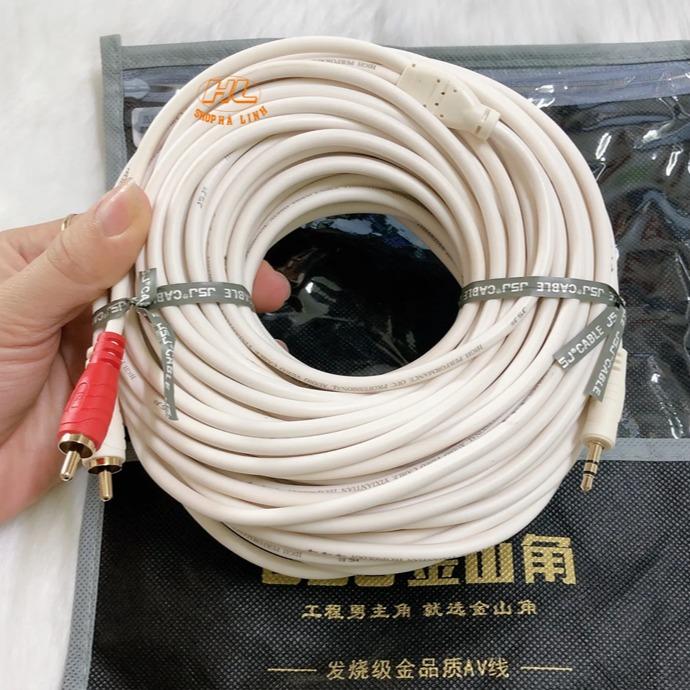 Dây Cáp Loa jack 3.5 ra 2 AV hoa sen dài 10M 15M 20M Cao Cấp Chống Nhiễu Đồng Nguyên Chất