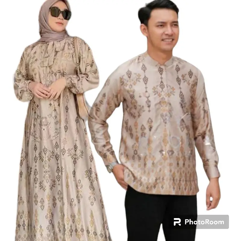 baju couple pasangan gamis  wanita terbaru kekinian baju lebaran keluarga 2024 Ibu Koko pesta xl setelan pakaian pasangan