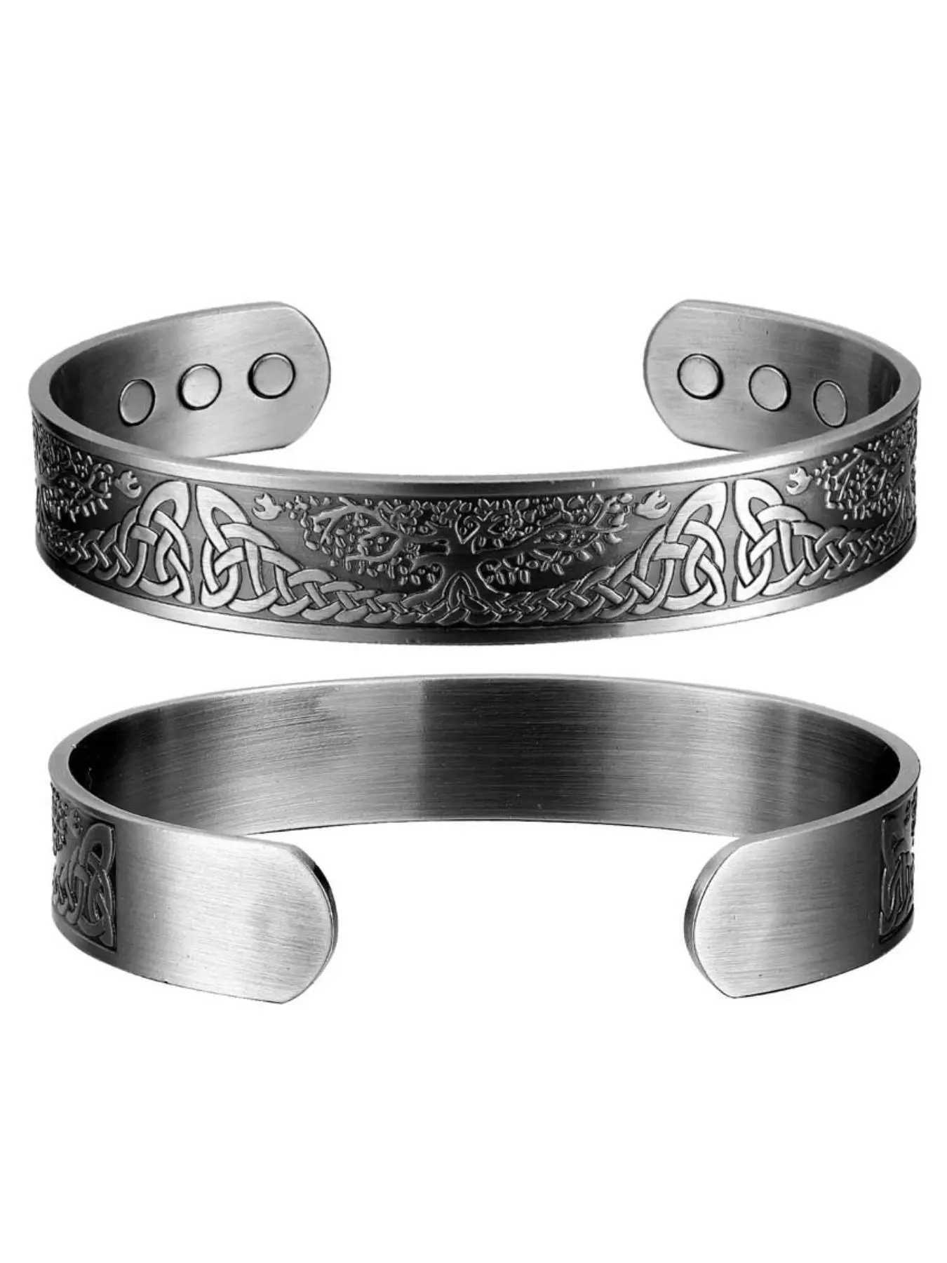 Vintage Ethnic Pattern Tree of Life Magnetic Cuff Bangle,  Adjustable Copper Bracelet for Men, Fashion Jewelry Gift for Party, Daily Clothing Decor