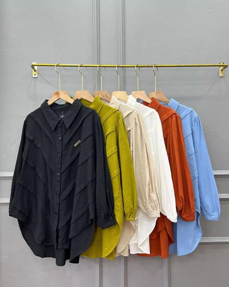 Product Introduction of Kemeja Winuri Wanita Polo Linen Polos Lengan Balon M L XL XXL Cantik Formal Busui Panjang Atasan Variasi 2