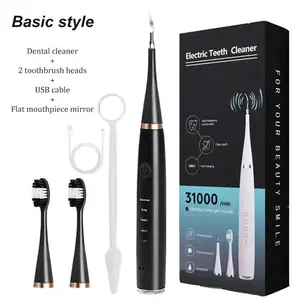 Pembersih Karang Plak Sikat Gigi Electric 2in1 Set Dental Scaling Perawatan Dan Pembersih Karang Gigi Dental Remover Ultrasonic Toothbrush Portable / Alat Pembersih Plak Gigi /Alat Pembersih Karang Gigi Penghilang Pla /Smart Ultrasonic Scaling Alat