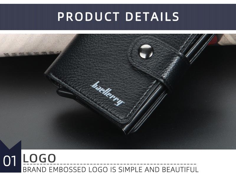 Product Introduction of Men's Card Holder in European and American Style with Lychee Pattern, Automatic Pop-up Card Type Clasp Wallet, Metal Aluminum Box Card Sleeve 20