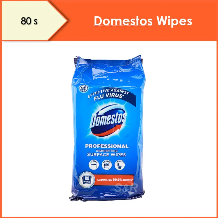 Domestos Disinfecting Surface Wipes Wet Wipes 80s, Eliminates 99.9% Germs