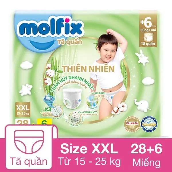 Tã quần Molfix M46, L42, XL38, 2XL34 miếng cho bé Cho Bé 3