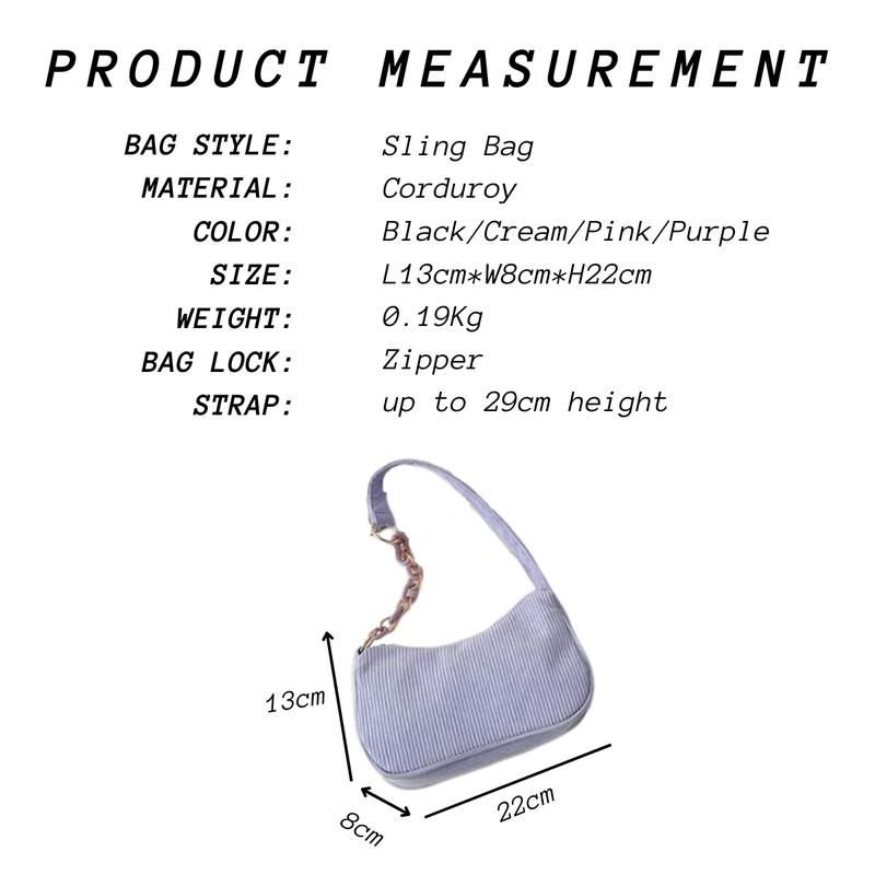 Product Introduction of Sakurafashion Women's Casual Solid Color Chain Small Corduroy Shoulder Bag #3256 6