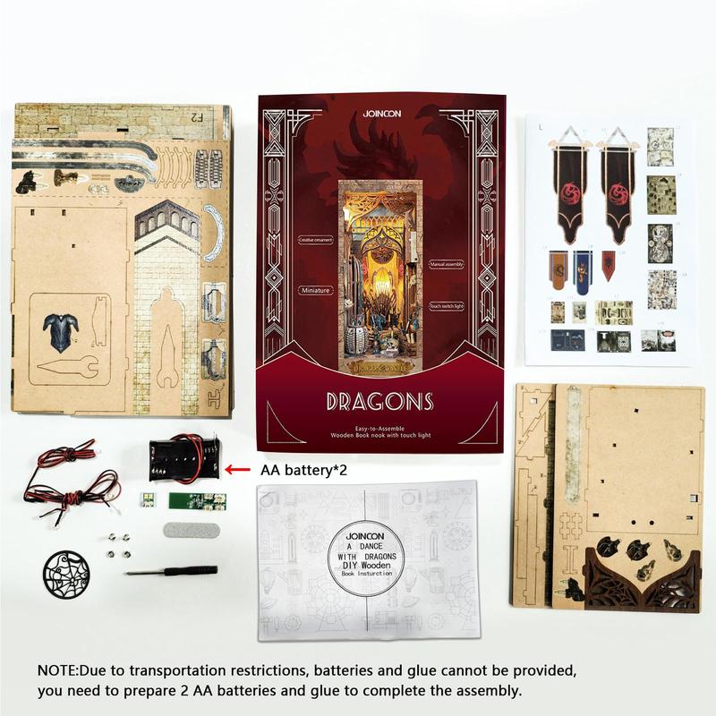 Wooden Dragons Design Diy Wooden Making Decoration, 1 Set Diy Decorative Woodwork Box with Light (1000pcs/set), Diy Handmade Wood Decoration, Handicraft 4