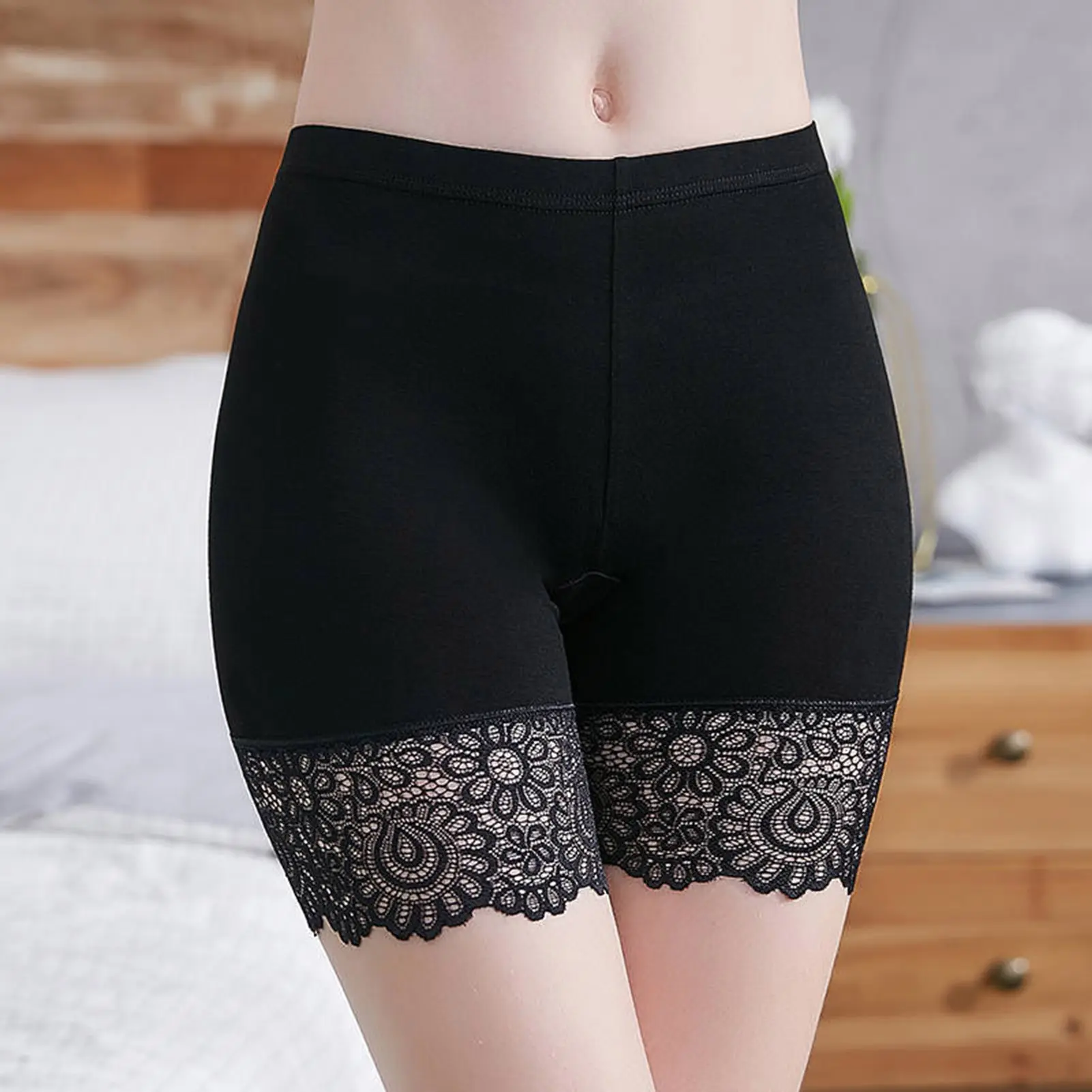 <Hot Sale> Safety Pants Lace Anti Exposure Plus Size Hollow Out Flower Pattern Short Pants for Inside Wear