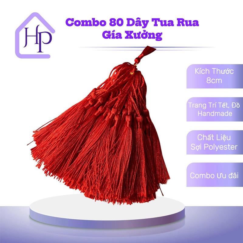 Combo 80 Dây Tua Rua mini 13cm Đơn Giản Trang Trí Đồ Handmade Xinh Xắn, Dùng Để Trang Trí Hộp Quà, Đèn Lồng, Cây Cảnh, Túi Xách, Móc Khóa
