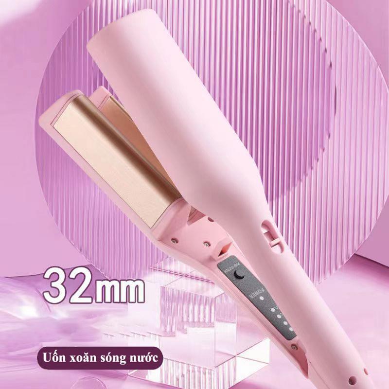  Máy Uốn Tóc Xoăn Sóng Nước Hippie 32mm - Chất Liệu Gốm Xứ Ceramic - Làm Xoăn Sóng Nước Chỉnh Nhiệt 