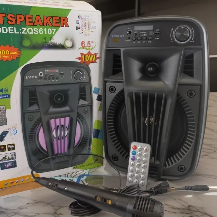MKC KIMISO-6107 SPEAKER BLUETOOTH KARAOKE 6.5 INCH SPEAKER BLUETOOTH PORTABEL ZQS-6107 GRATIS MIC DAN REMOT SALON AKTIF KARAOKE SUARA BAGUS Hitam 4