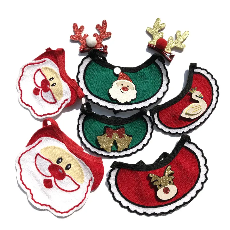 Festive Christmas Scarf for Pets Stylish Triangle Drool Bibs for Dogs & Cats Pet Accessory with Trendy Design
