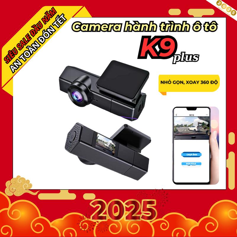 Cam Hành Trình K9plus, Ghi hình 1080 Full HD, Kết nối điện thoại, Nguồn USB kết nối màn hình Android, Xoay 360 độ quay trước hoặc trong xe