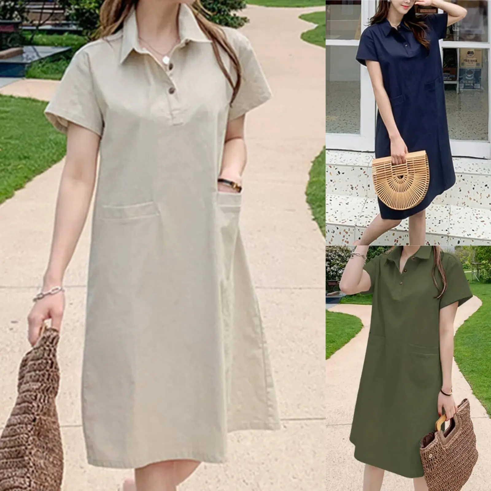 NANDO WANITA BAHAN KATUN POPLIN SIMPLE POLOS KERAH POL0 READY BIG SIZE LENGAN PENDEK