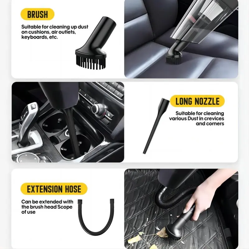 4 in 1 Car Vacuum Cleaner, Car Digital Display Cleaning Blower, Car Air Pump, Car Tire Inflator, Multifunctional Car Cleaning Tool 8