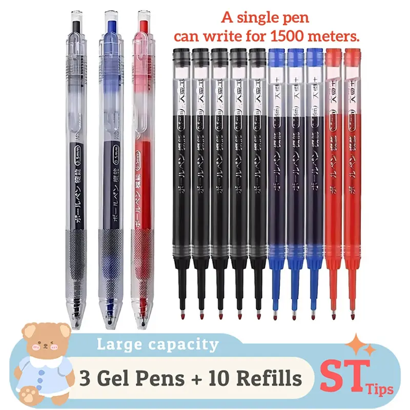 13Pcs/Set Retractable Gel Pens 0.5mm ST Tip Black Blue Red Ink - TikTok ...