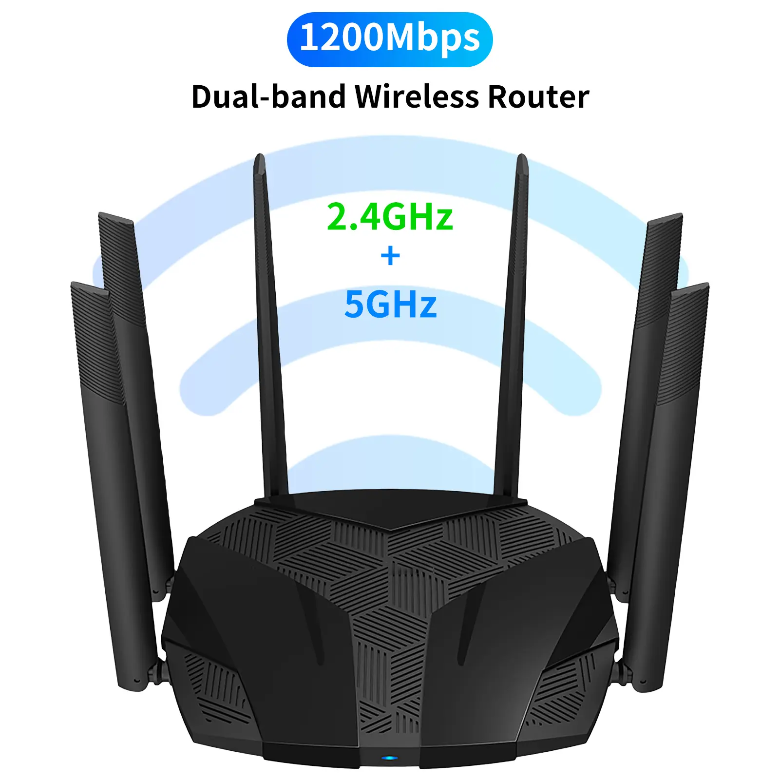 Bộ Định Tuyến WiFi Tốc Độ Cao, Vùng Phủ Sóng Rộng Với 6 Ăng Ten Độ Tăng Cao, 2.4G, 5G, 1200Mbps, Bộ Mở Rộng Mạng Băng Tần Kép Cho Gia Đình