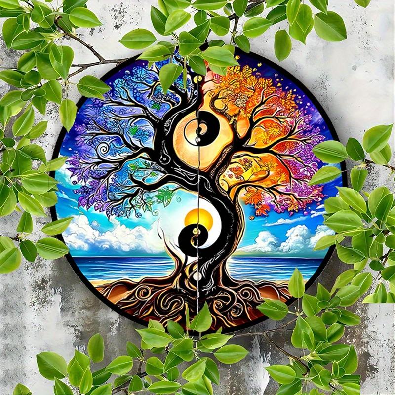 Product Introduction of Colorful Yin Yang Tree Ocean Sunset Metal Wall Art - Vibrant Round Poster for Bar, Cafe, Beach House, Backyard - Ideal for Artistic Spaces, Coastal Home Decor, 2D, Perfect for Room Decor 16