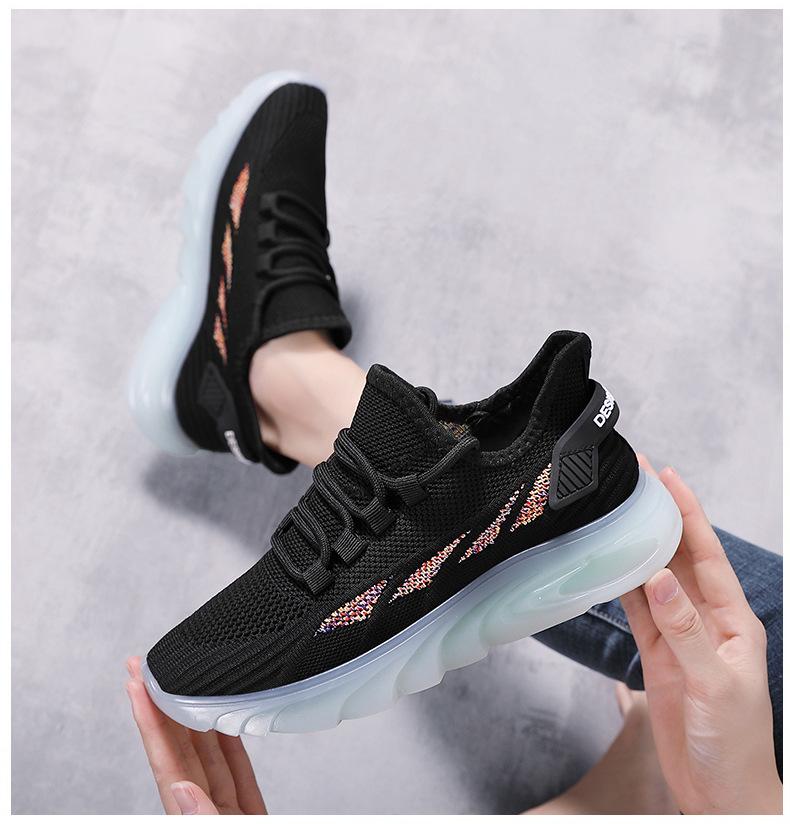 Product Introduction of Women's New Shoes for Spring Flyknit Breathable Casual Shoes Fashion Versatile Sneaker Jelly Bottom Old Beijing Cloth Shoes Pumps Closed Trainers 25
