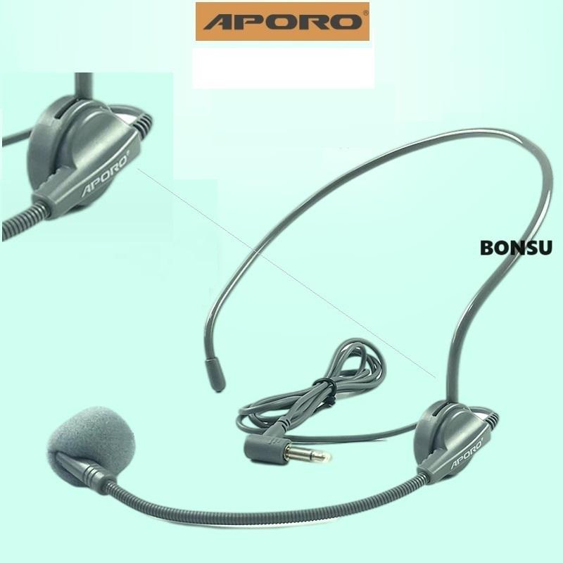 Micro trợ giảng có dây đeo tai Aporo Plus chuyên nghiệp có thể xoay được dùng cho mọi loại máy trợ giảng