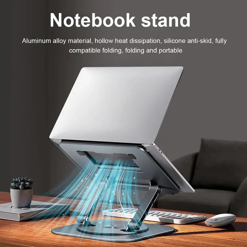 Laptop Stand 360° Rotatable Bisa Dilipat Notebook Tablet Holder Liftable Portable Fold Holder For 10-17.3" Laptop Tablet For ipad MacBook Stand 2