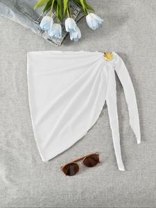 Falda cubrepolo de color sólido para mujer, pantalones de baño de moda casual para vacaciones en la playa, ropa de baño para damas para el verano