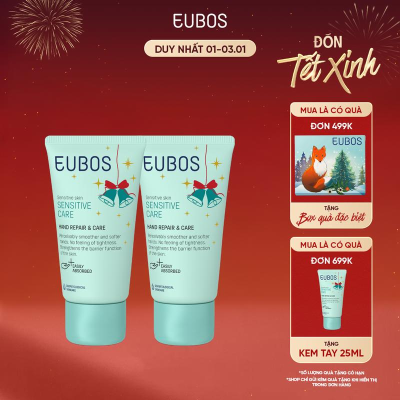 Combo 2 Kem Dưỡng Da Tay EUBOS Giúp Mềm Mịn Dưỡng Ẩm Chuyên Sâu An Toàn Cho Da Nhạy Cảm 25ml