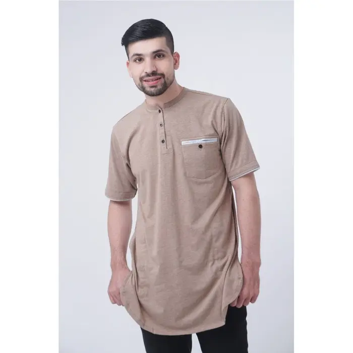 Koko Pria Lengan Pendek Hayqal Katun Premium Warna Light Milo