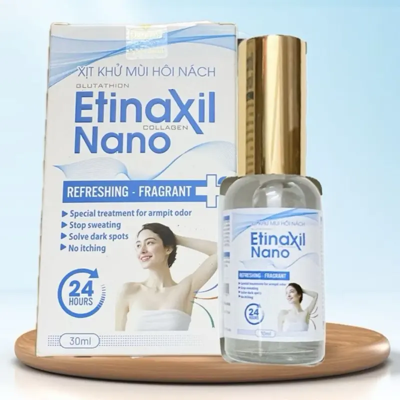 Xịt Khử Mùi 2 trong 1 GLUTATHION ETINAXIL NANO 30ML - Khử Mùi Hôi Nách, Hôi Chân, Ngăn Tiết Mồ Hôi, Mùi Cơ Thể 24H 0