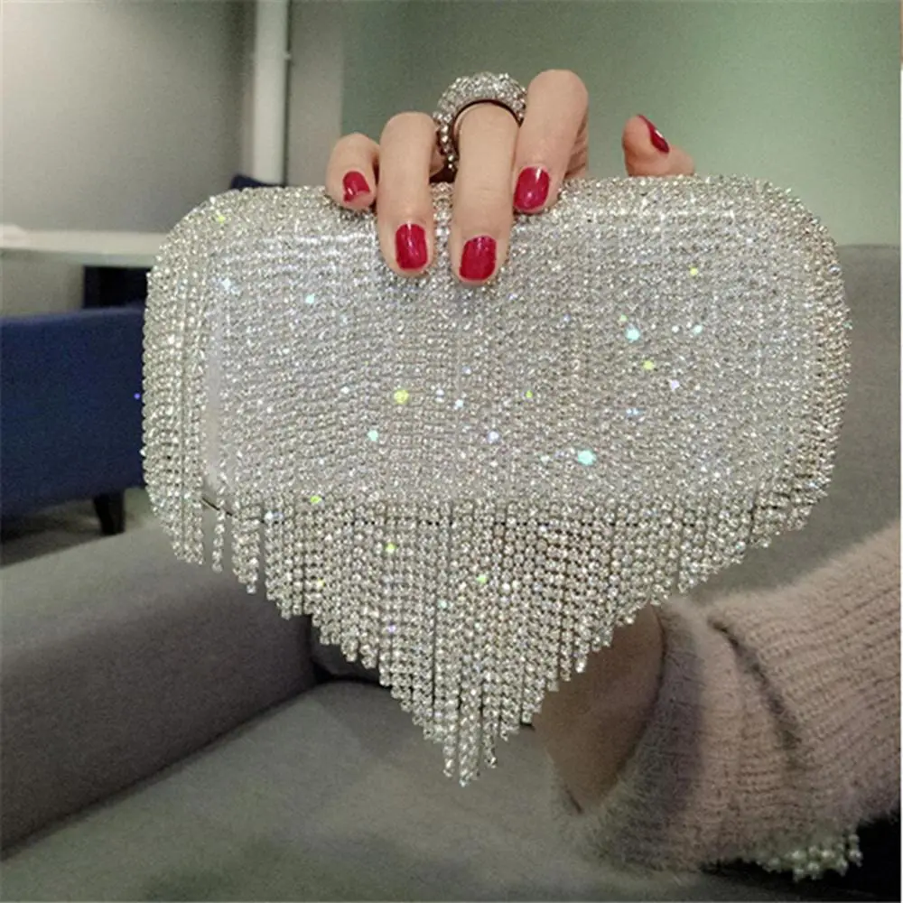 Evening Clutch Handbag for Women Ladies Sequined Wedding Purse Bridal Cocktail Party Prom Bag