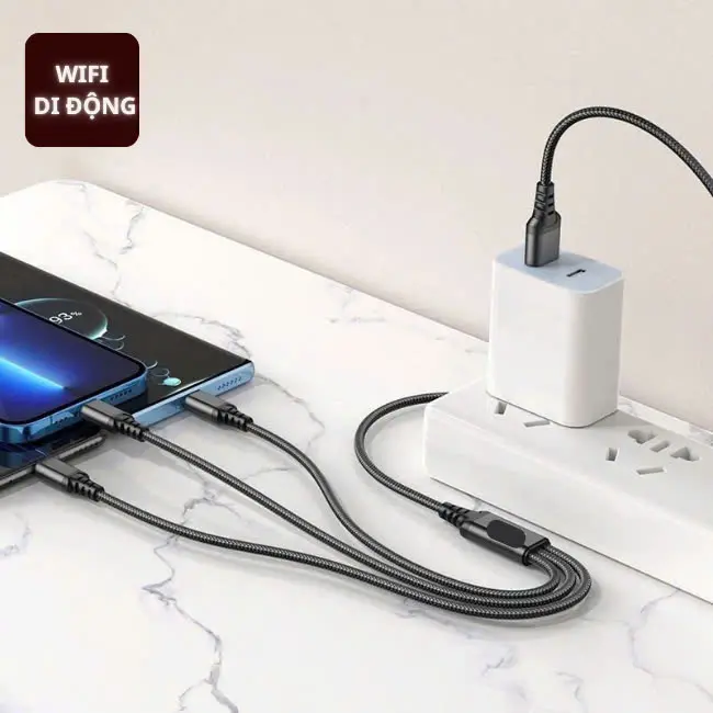 Cáp Sạc Nhanh 3 Đầu 100W - Dây Sạc 3 Trong 1 Chống Đứt Chống Rối - Cáp sạc 3 in 1 -Phụ Kiện sạc có cổng Usb 7