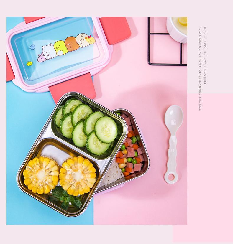 Product Introduction of 304 Stainless Steel Insulated Lunch Box for Students, Double Layer Compartment Bento Box, Office Workers' Lunch Separator Type, Canteen Meal Box 10
