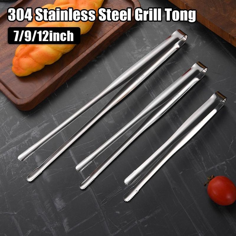 Kẹp Nướng, Chất Liệu Thép Không Gỉ 304, Chống Trượt, Dày Dặn, Kẹp Thực Phẩm, Có 7 / 9 / 12Inch, Đa Chức Năng, Kẹp Bít Tết BBQ, Dụng Cụ Nấu Ăn, Hàng Mới Về 1 Cái 1