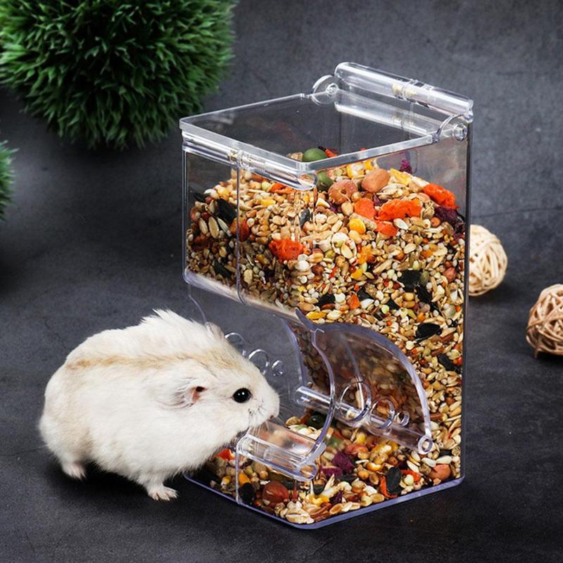 Product Introduction of Hamster Rabbit Food Dispenser Feeder Plastic Clear Automatic Pet Feeder For Hamster Guinea Pigs Rabbit Food Bowl Container 20