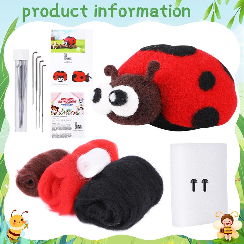 Product Introduction of Seven-Star Ladybug Wool Felt Pendant DIY Wool Felt Punching Fun Material Kit for Children and Adults Handmade Toy 1