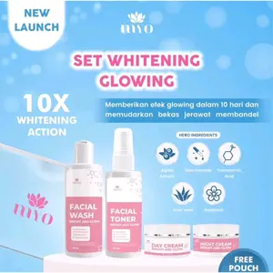 New MYO BEAUTY SET WHITENINGGLOWING 1set 4item | Face wash Myo | Toner myo | Night Cream Myo | Day Cream Myo | untuk kulit susah cerah dan bekas jerawat