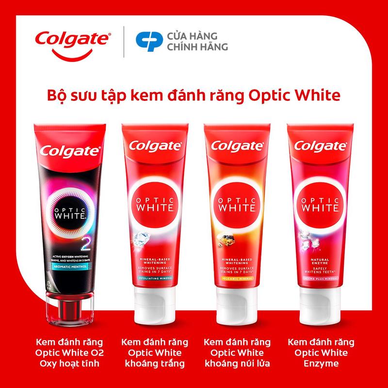 Bộ sưu tập các vị kem đánh răng Colgate Optic White hỗ trợ Trắng Răng